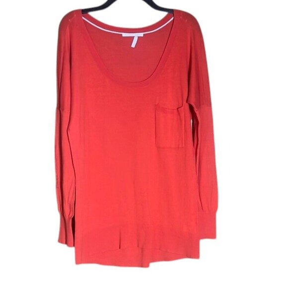 NWOT Victoria's Secret Orange Lightweight Knit Scoop Neck Sweater 100% Cotton - Picture 1 of 8